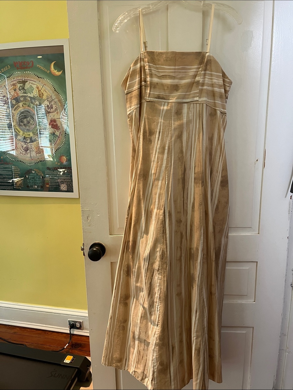 CeCe Beige and Cream Striped Maxi Dress